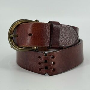 Express Vintage 90’s Y2K Cottagecore Brown‎ Leather Belt M